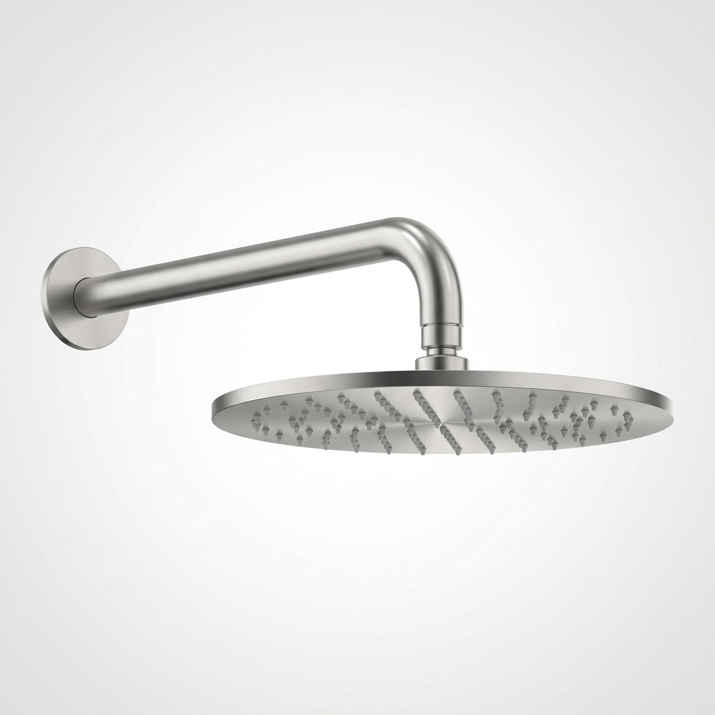 Aquanello Eterna Chuveiro de chuva em aço inoxidável de 25 cm com braço de chuveiro de parede de 39 cm ET-S-SET16-2-02